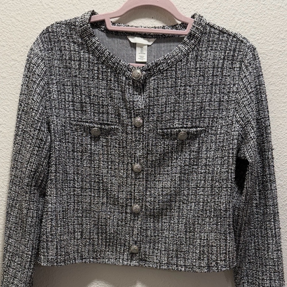 H&M Monochrome Tweed Blazer
